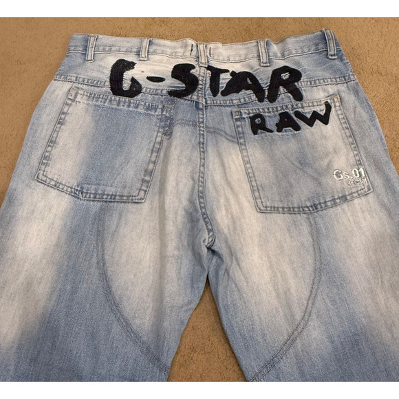 G-STAR Jeans Double Knee Mens 36x30 Elwood Heritage Baggy Fading Embroidered - Picture 9 of 10